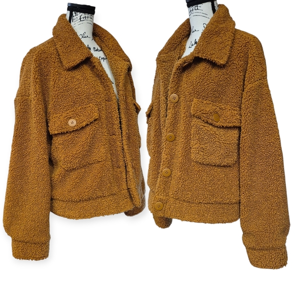 Sanctuary Faux Sherpa Cropped Trucker Jacket Sz XL - Picture 5 of 9